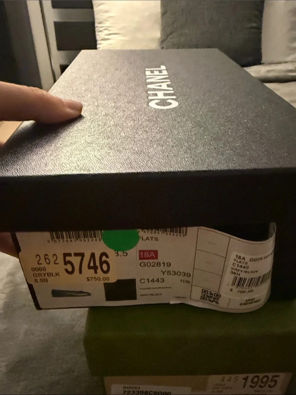 CHANEL Black Bow Cap-Toe Ballerina Flats